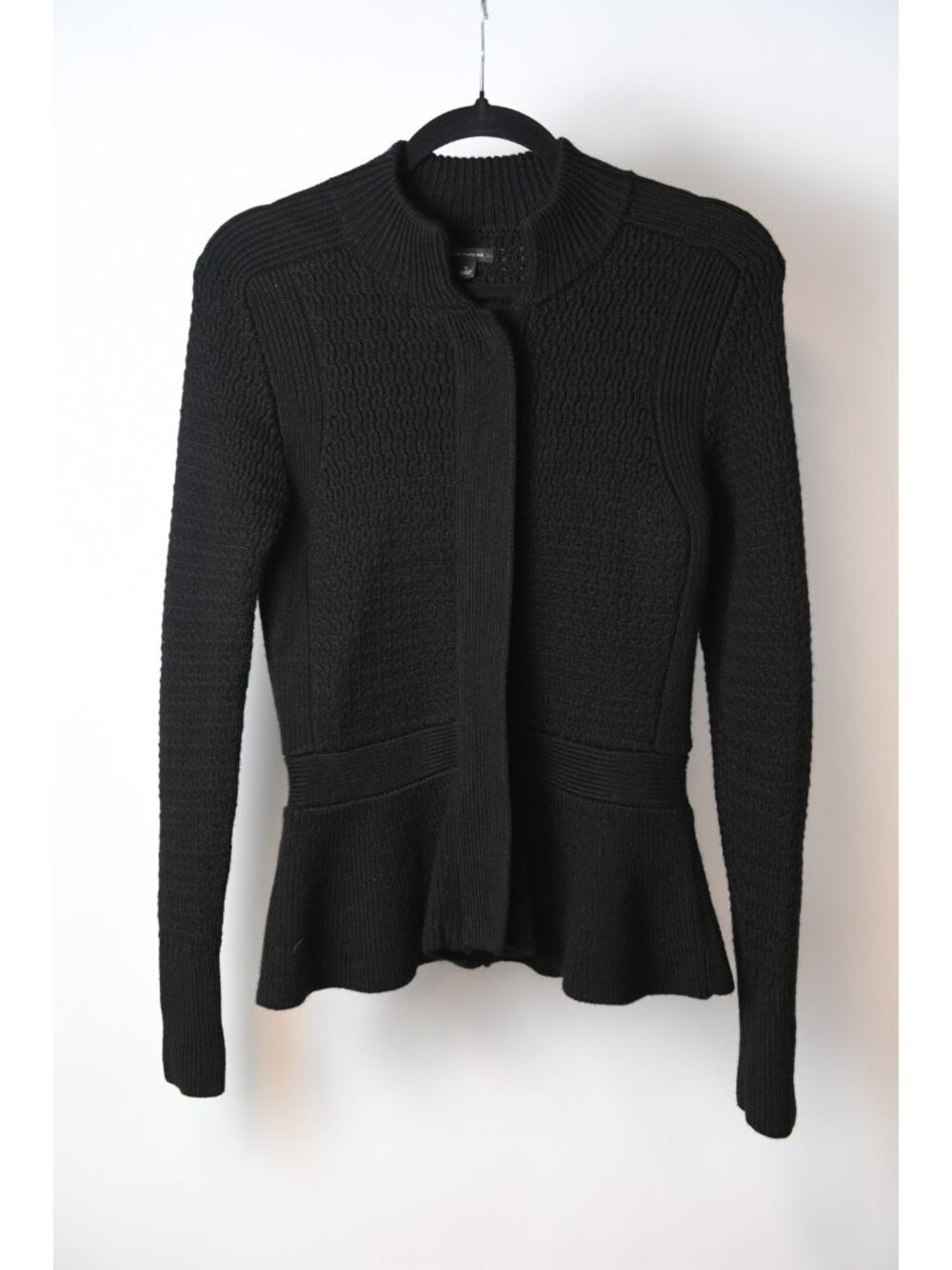 Ann Taylor Size Small Black Zip Back Peplum Hem Knit Sweater